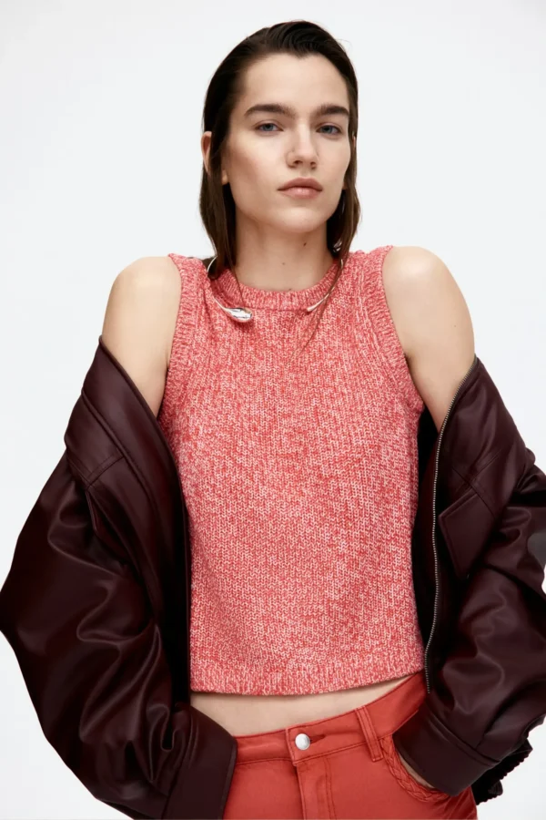 Textured Sleeveless Knit Top