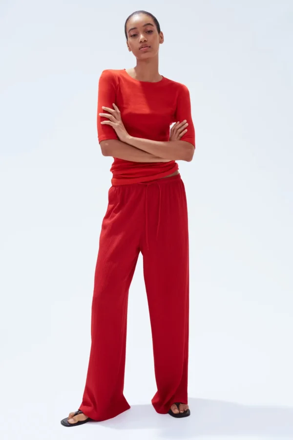 Scarlet Flow Wide-Leg Pants