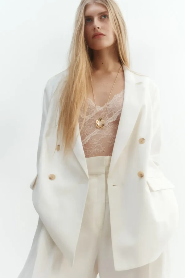 Tailored Double-Breasted Relaxed Blazer