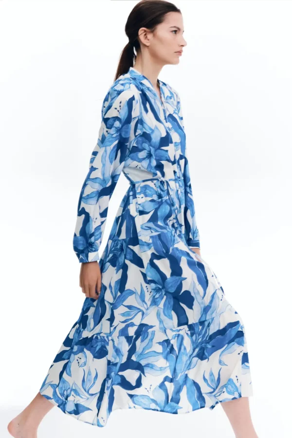 Flowing Botanical Shirt Dress