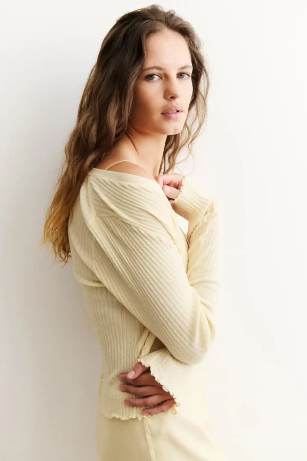 Ribbed Button-Front Cardigan
